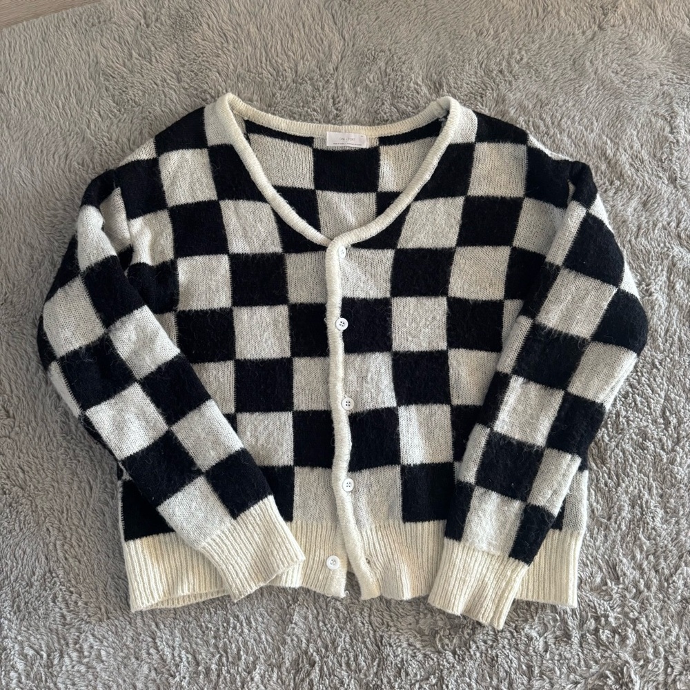 Oak+fort checkered cardigan small
